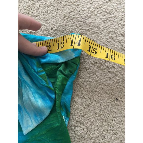 Vintage Christian Dior One Piece Swimsuit Blue Green Tie Dye Bow Strapless RARE - Picture 9 of 12